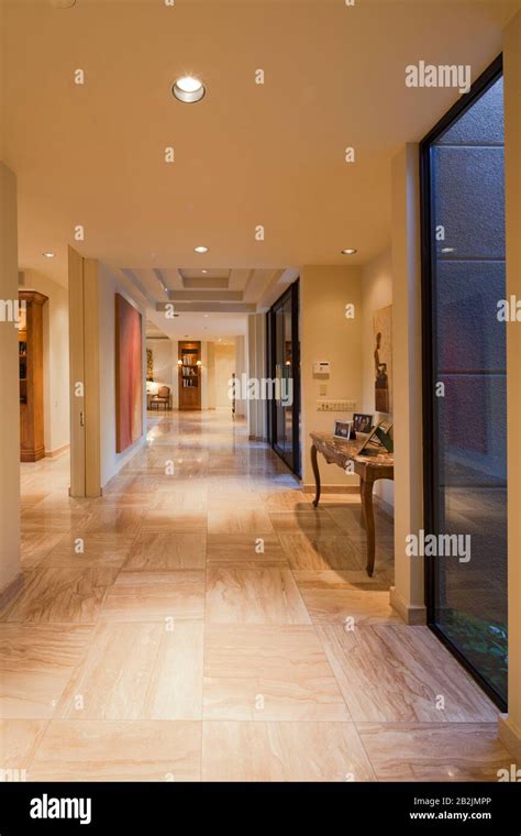 Long Hallway In Luxury Manor House Stock Photo Alamy