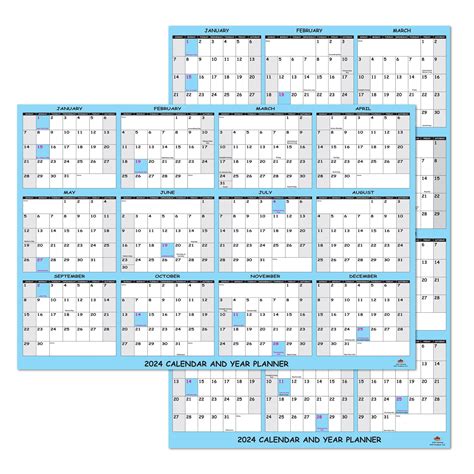 24 X 36 2024 Wall Calendar Monthly Large Wet Dry Erase Laminated 12