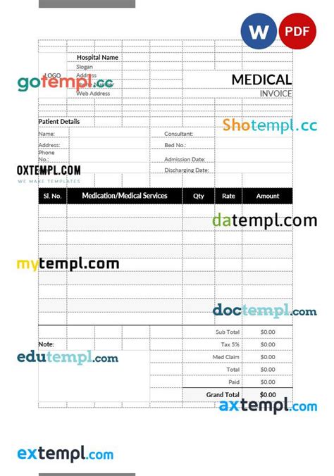 Medical Bill Format Template In Word And Pdf Format Oxtempl We Make Templates