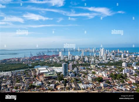 Panoramic View Of The Modern Section Of Cartagena Colombia Stock Photo