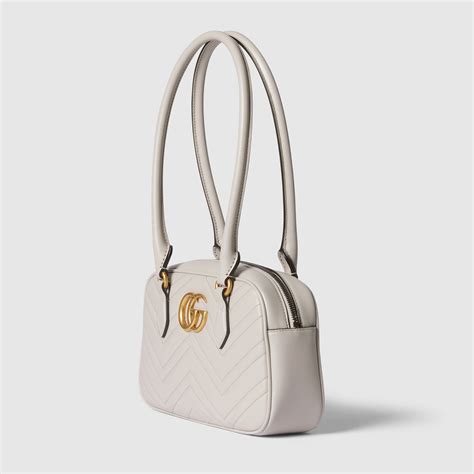 Gg Marmont Small Top Handle Bag In Light Grey Leather Gucci® 香港