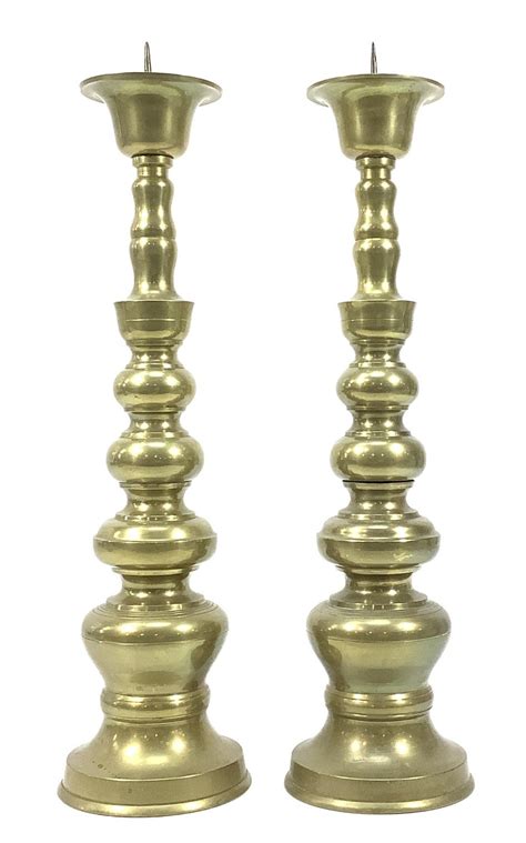 Lot Vintage Pair Of Brass Candlesticks