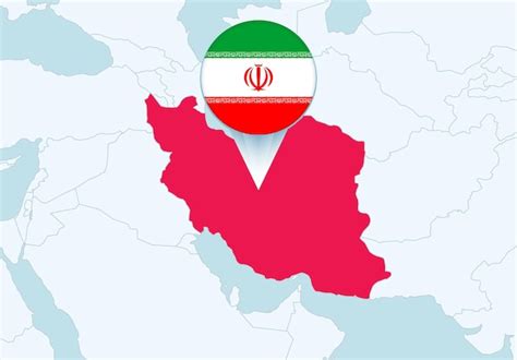 Azi Met Geselecteerde Kaart Van Iran En Vlagpictogram Van Iran