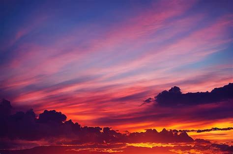 Una Puesta De Sol Con Nubes Y Un Cielo Morado Foto Premium