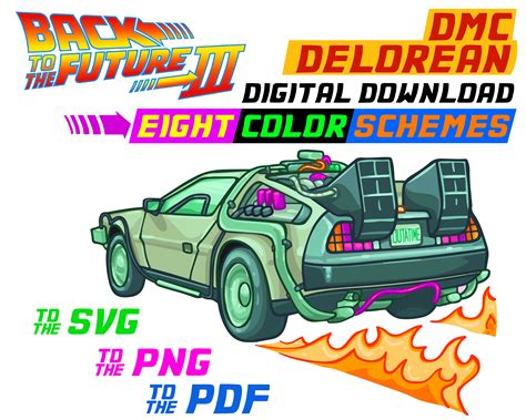 Back To The Future Delorean Svg Png Pdf Delorean Sticker Etsy