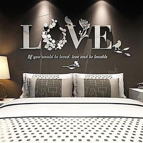 Élégant Amovible 3D Feuille AMOUR Wall Sticker Art Vinyl Stickers