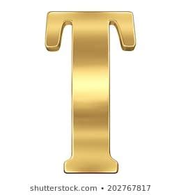 Letter T From Gold Solid Alphabet Number Art Door Handles Lettering