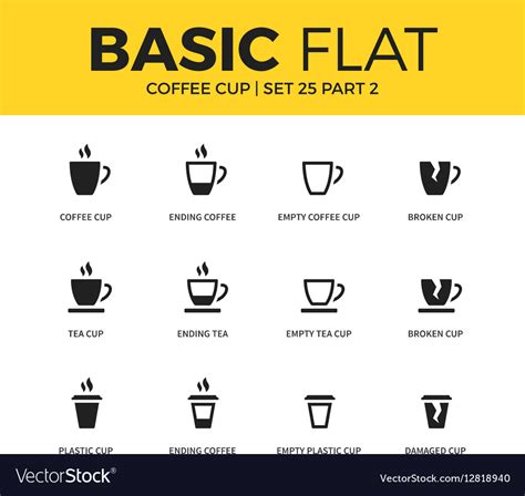 Basic Set Of Coffee Icons Royalty Free Vector Image