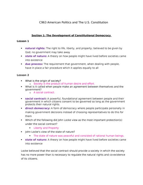 C963 Section 1 Notes C963 American Politics And The U Constitution