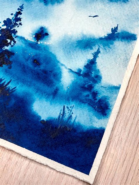 Blue Misty Forest Watercolour By Svetlana Wittmann Artfinder