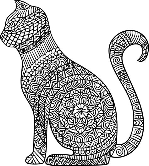 Mandala De Gato Para Colorir Para Adultos 6325733 Vetor No Vecteezy