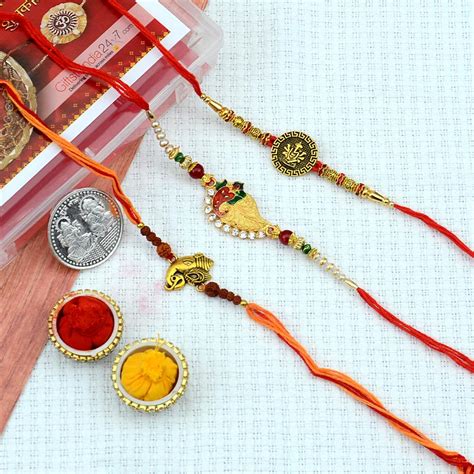 Set Of Antique Ganesha Rakhi Rakhi Sets Brother