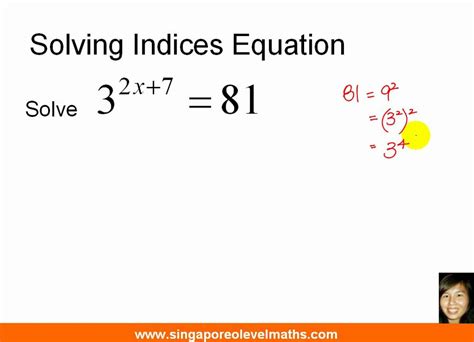 Gce O Level E Maths Solving Indices Equation Youtube