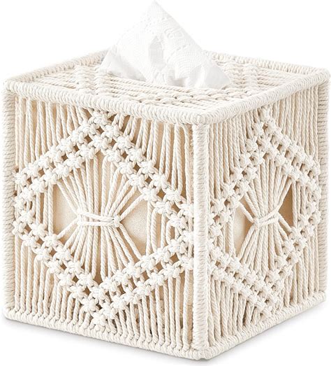 Amazon Purple Macrame Tissue Box Cover Square Shape Braided Rope