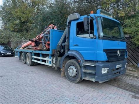 Mercedes Benz Axor 2529 62 Flatbed Crane Truck Ex Military Sales UK