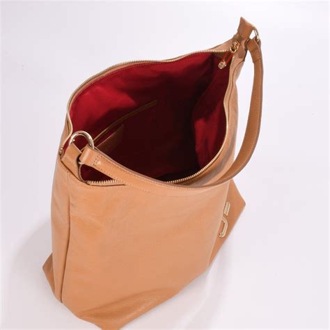 Bolsa Hobo Caramelo Tan Grande Couro