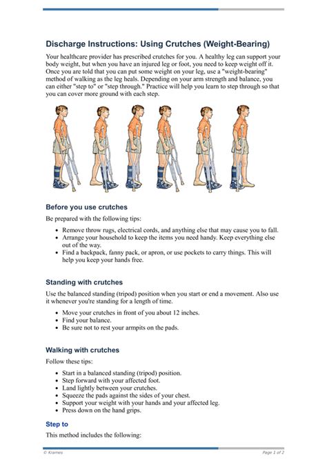 PDF Discharge Instructions Using Crutches Weight Bearing