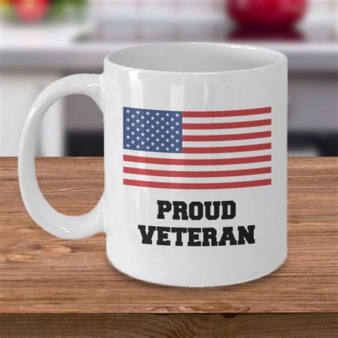 Proud Veteran Coffee Mug With American Flag Veteran Coffee Etsy