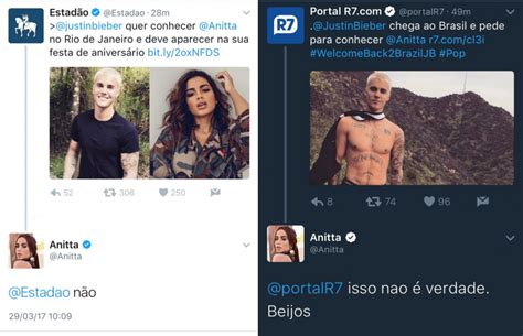 Sites divulgam informações sobre Justin Bieber e Anitta mas a cantora