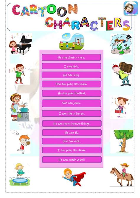 Grade 4-Unit 3-Cartoon Characters-Matching worksheet