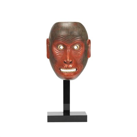 A Lacquered Wood Kyogen Mask Of A Saru Monkey 19th Century 2