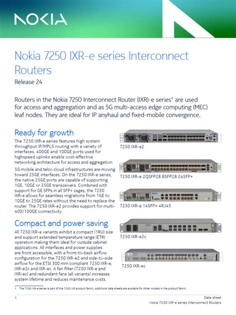 Nokia 7250 Ixr E Series Interconnect Routers Data Sheet En Pdf