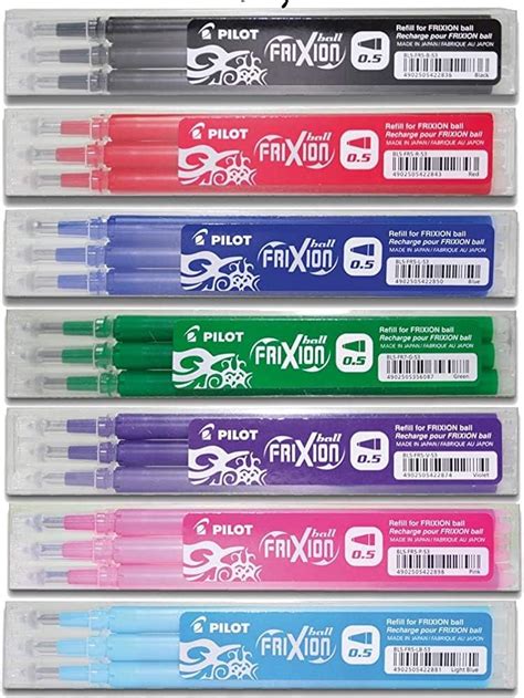 Pilot Lot de 8 sets de recharges pour stylo roller effaçable Frixion