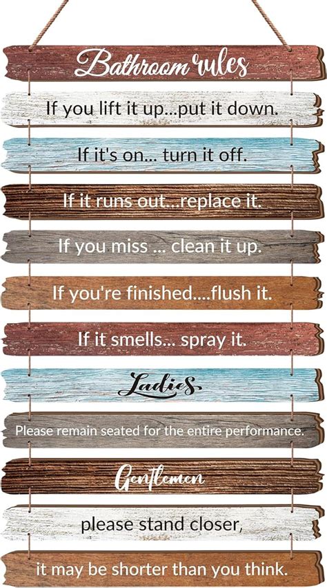 Amazon Qunclay Bathroom Rules Wall Decor Funny Bathroom Rules Sign