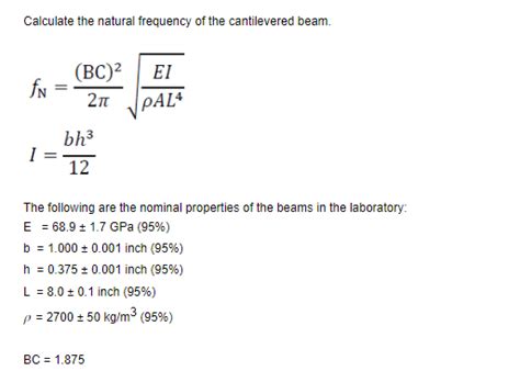 solved calculate  natural frequency   cantilevered cheggcom