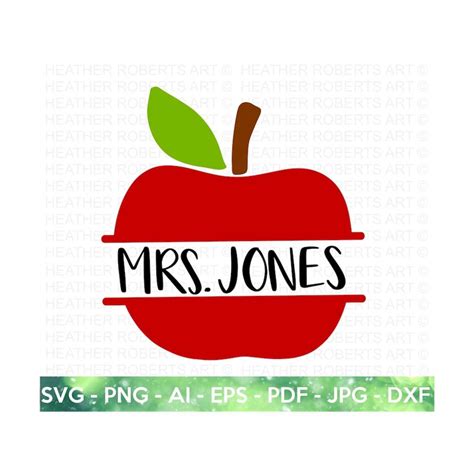 Apple Split Monogram Svg Teacher Monogram Svg Apple Name F Inspire Uplift