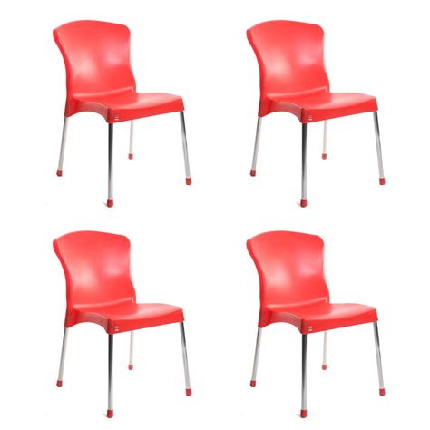 Cello Milano Cafeteria Set Of 4 Chairs Red Home And Kitchen