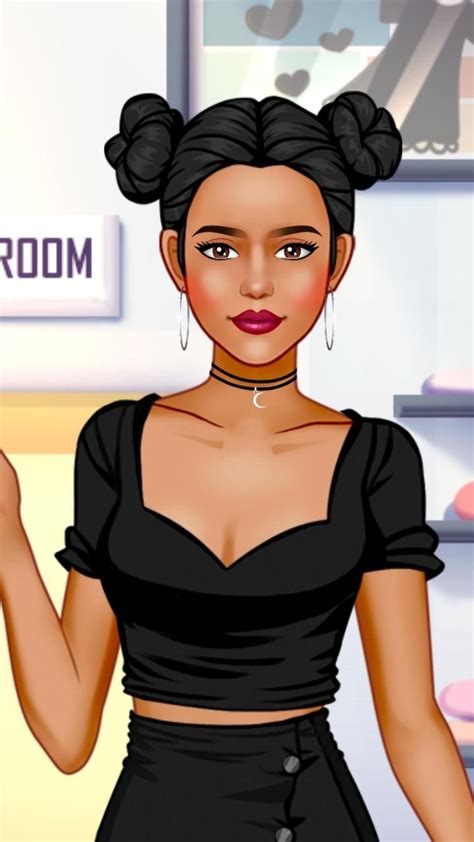 An Animated Woman In A Black Dress Holding A Cell Phone Up To Her Ear