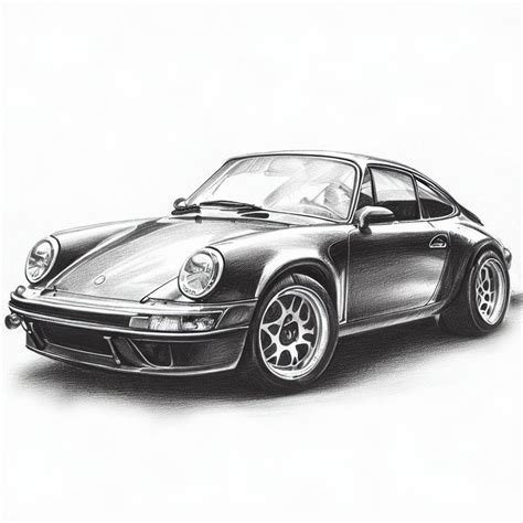 porsche 911 pencil drawing : r/dalle2