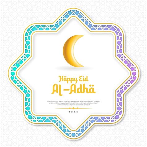 Carte De Voeux Joyeux Eid Al Adha Avec Un Croissant De Lune Au Milieu