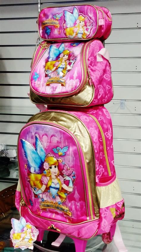 Kit Mochila Escolar Infantil Feminina Rodinhas Princesas R 159