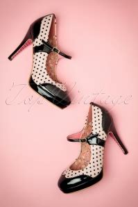 50s Mary Jane Pumps In Black And Nude