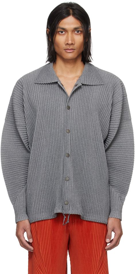 HOMME PLISSÉ ISSEY MIYAKE Gray Heather Pleats Jacket SSENSE Canada