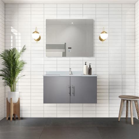 Lexora Ensemble De Meuble Lavabo Simple 24 Po Avec Plateau En Marbre De