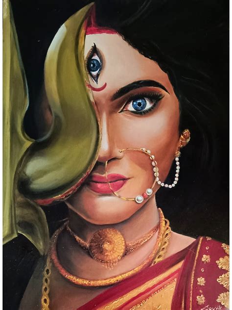 Maa Durga Oil Painting On Canvas Artwork By Souvik Hazra Exotic