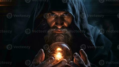 A Wizard Holding A Crystal Ball AI Generated 31225443 Stock Photo At