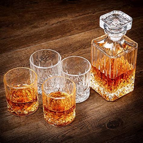 Lighten Life 5 Piece Whiskey Decanter Sets Non Lead Whiskey Decanter