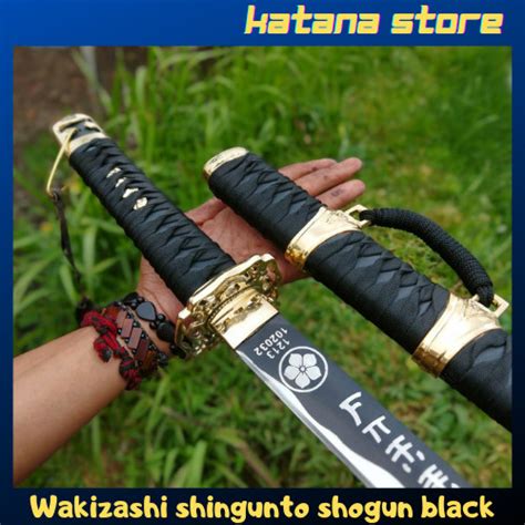 Jual Wakizashi Samurai Jepang Shingunto Shogun Black Premium Baja Per