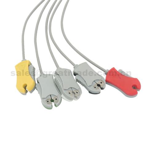 China One Piece ECG Cable With Leadwires 5 Lead IEC Grabber Round