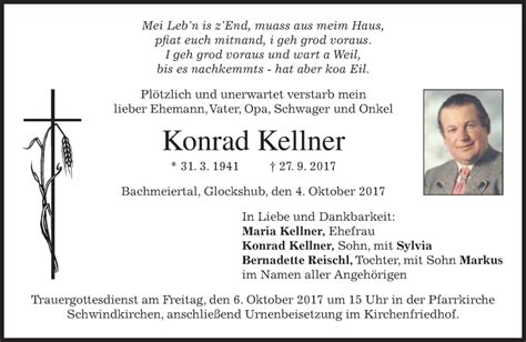 Traueranzeigen Von Konrad Kellner Trauer Merkur De