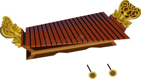 Gambang Javanese Wood Xylophone Music Instrument Stock Vector