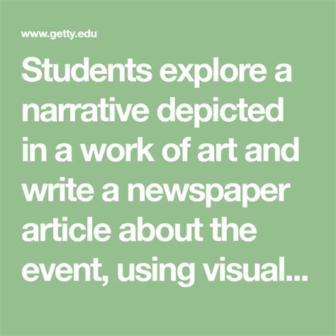 Students Explore A Narrative Depicted In A Work Of Art And Write A