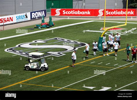 saskatchewan roughriders pre season training mosaic stadium taylor field regina canada Stock ...