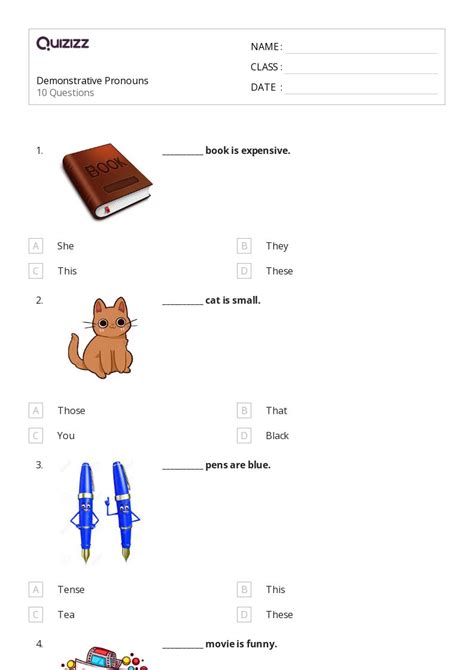 Demonstrative Pronouns Worksheets For Rd Grade On Quizizz Free