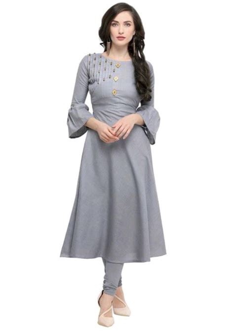 Designer Mart Grey Ruby Cotton Gown Kurti At Rs Tail Cut Kurti