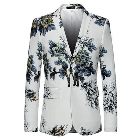 Teresacollections White Winter Flower Pattern Floral Suit Jacket High Quality Blazer Jackets